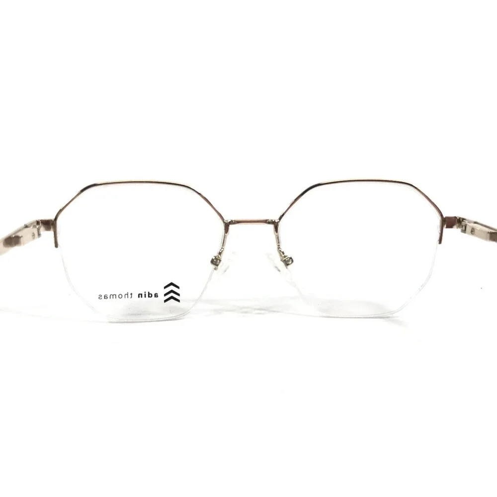 Adin Thomas Eyeglasses Frames AT-632 C2 Black Gold Hexagonal Wire Rim 49-17-135